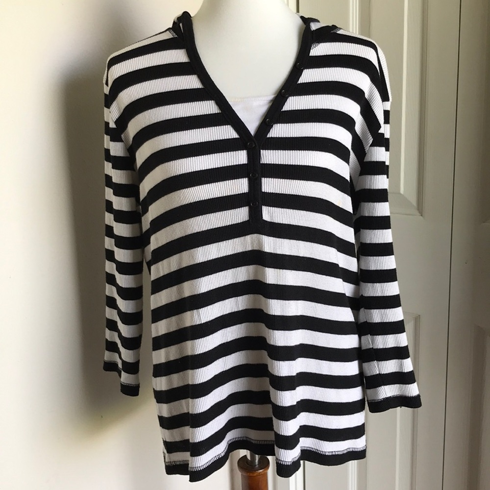 Black & White Striped Top with Hood